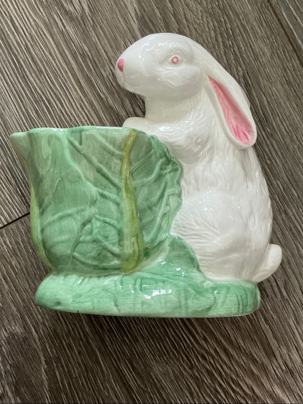 Ceramic Bunny Planter with Leaf Accent
